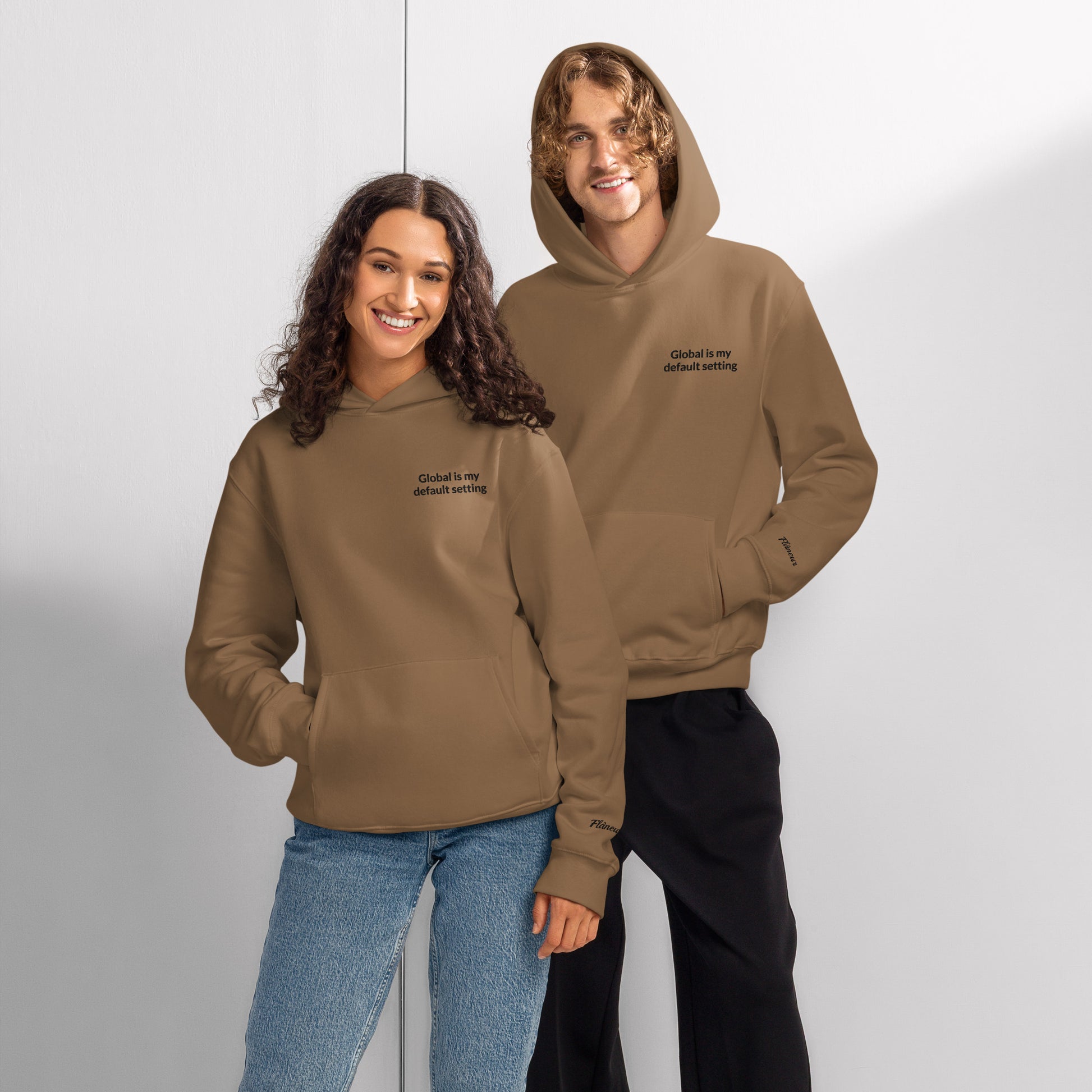 Global Is My Default Setting hoodie model view